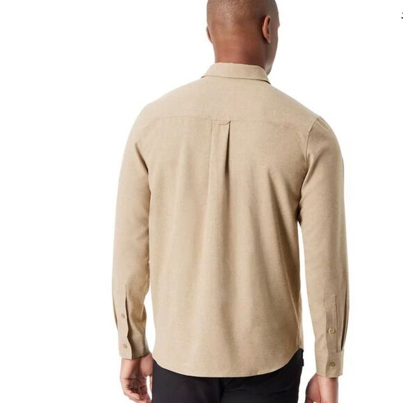 NWT  Bass Outdoor Men's Heathered Flannel Sandy Beige color, Button-Down Shirt. - Picture 5 of 16